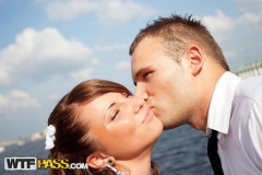 Gang bang in fresh air with slutty bride - N