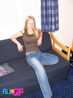 Blonde girlfriend strips in - N