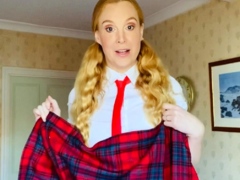 Amateur redhead masturbates then gives a blowjob