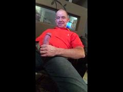 Big-Cock Daddy Strokes to Porn