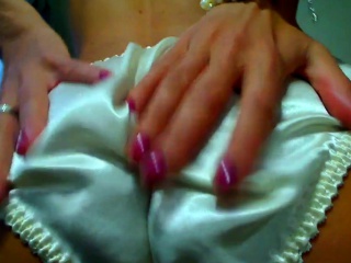 White satin panties in your face