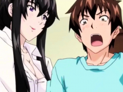 Busty anime MILF fucks a schoolboy gamer - Uncensored Scene