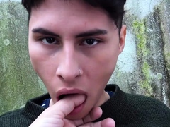 Gay latino teen bareback fucked by horny stud outdoor