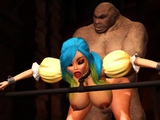 Beautiful female elf gets fucked by the big ogre in dungeon