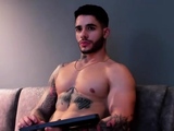 Hot gay with big muscles masturbates