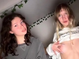 Blonde and Brunette Teen Boobies Show Off