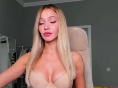 Glamour babe with big boobs masturbates in lingerie