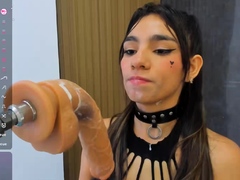 Independent Teen brunette girl toying pussy outdoor