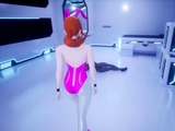 Foxy 3D Superwoman bounces up and down on a cock