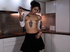 Small Tit Brunette Tattooed Teen Girlfriend Caught In Shower