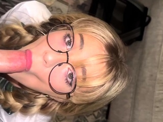 Autumn Ren - Horny Girl with Glasses gets a good Facial