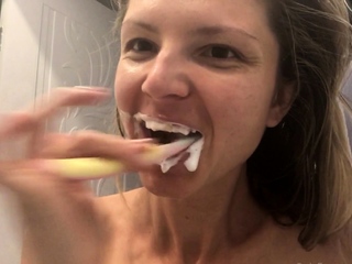 Close up with blonde seductress masturbating pussy