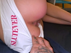 Roxy Deville masturbating her ass with a glass toy
