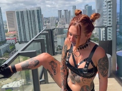 Amateur redhead shaves and masturbates