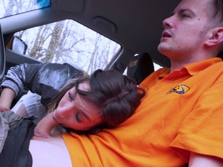 Fake Driving School - Latina teen Megan Love POV car sex